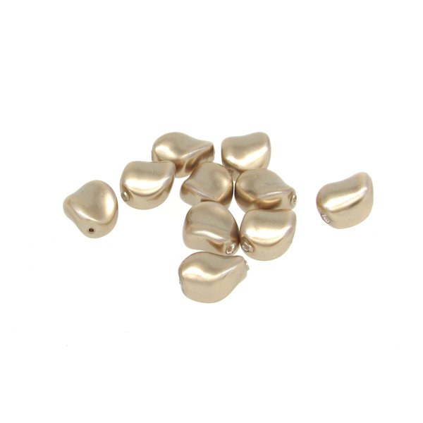 9x8mm Twisted Oval Opaque Brown Crystal Pearl Beads
