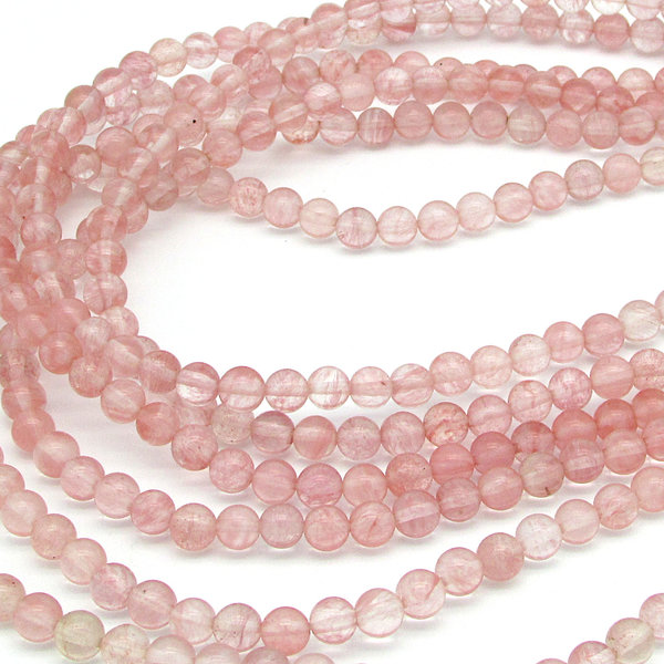 6mm Cherry Quartz Beads, Pink Faux Gemstone Glass Rounds, 15.75" Strand
