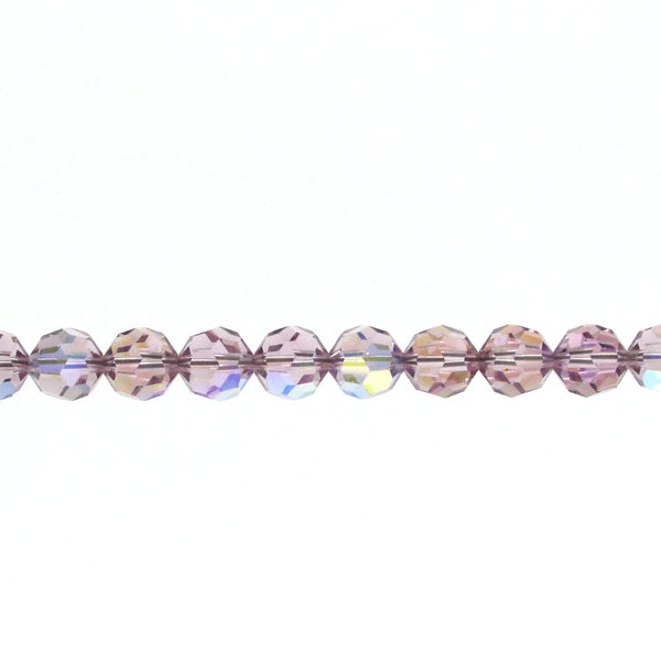 7mm Faceted Round Beads, Light Amethyst AB Czech Glass Fire Polished Spacers (17)