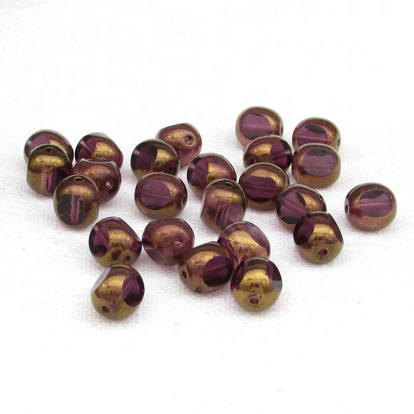 8mm Amethyst and Bronze Tri-Cut Window Beads