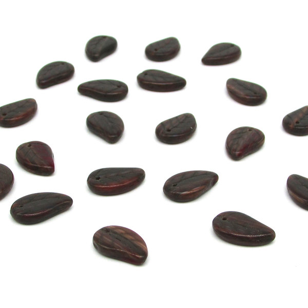 Flat Leaf Beads, 14.5mm Opaque Earth Tone Czech Pressed Glass (20)
