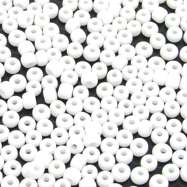 5/0 Round Seed Beads, 3mm Opaque White Spacers (25g)