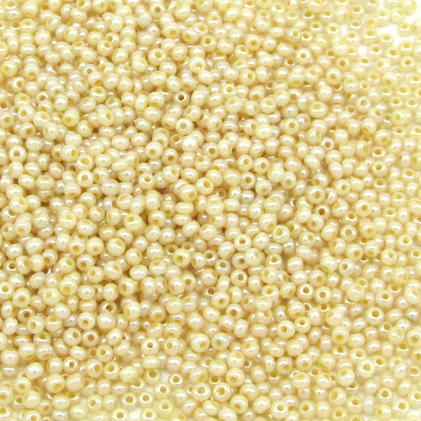 Cream 11/0 Seed Beads, Opaque Beige Pearl Mini Rocailles, Tiny Round Spacers (25g)