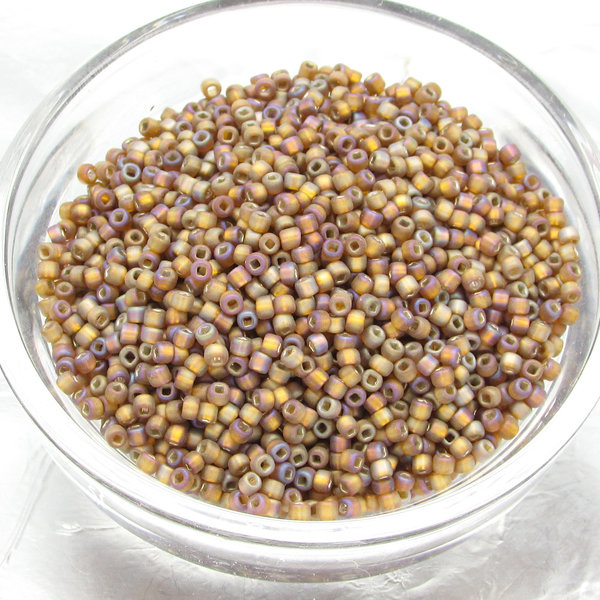 Vintage 11/0 Seed Beads, Frosted Dark Topaz, Silver Lined (28g)