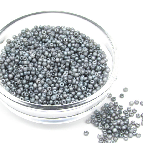 11/0 Seed Beads, Opaque Gray Pearl Matte Mini Rocailles, Tiny Round Spacers (25g)