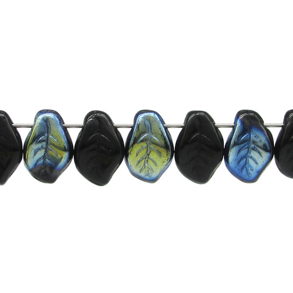 14.5x10mm Curved Leaves, Czech Pressed Glass Botanical Briolette Bead Mix