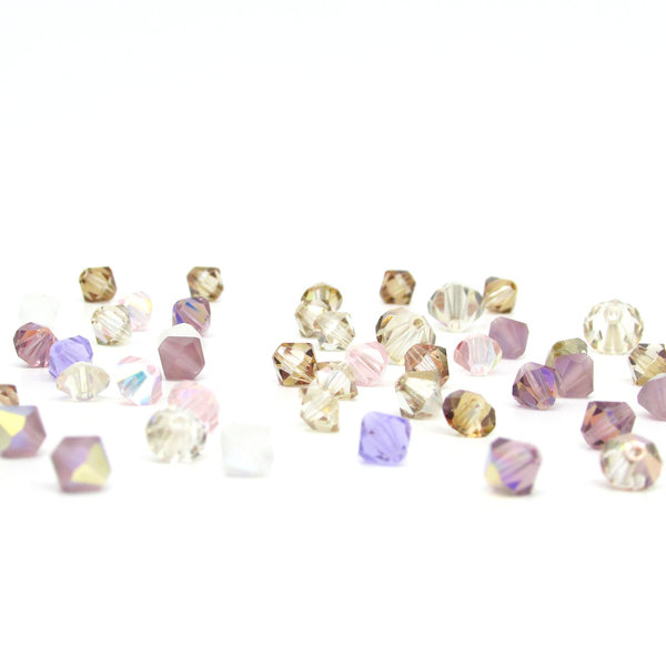 Czech Crystal Bead Mix, 4.5-8mm Faceted Bicone Assortment (48)