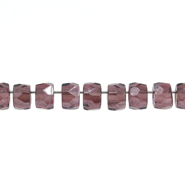 6x8.5mm Faceted Roller Beads, Translucent Amethyst Czech Fire Polished Rounds (29)