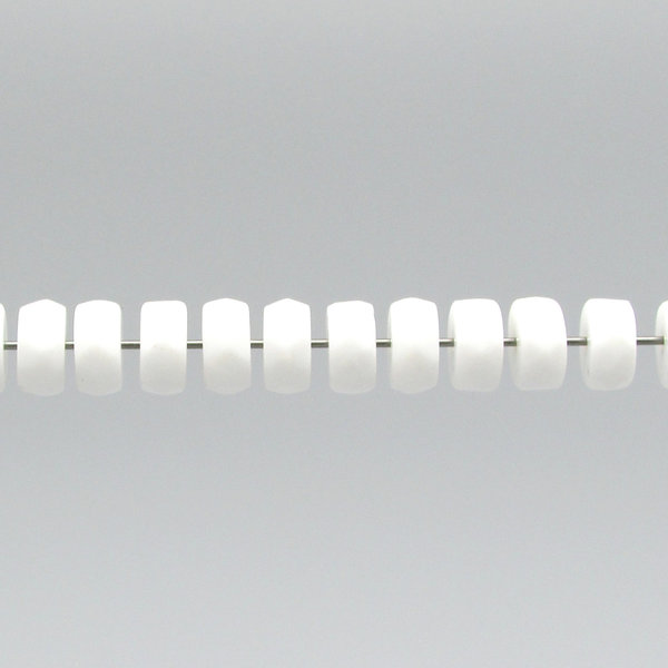 4x8mm Faceted Rondelles, Opaque White Czech Glass Beads (28)