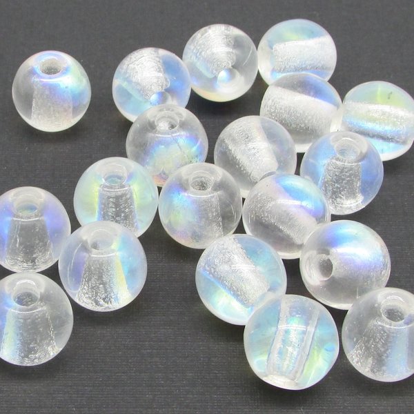 12mm Round Beads, Crystal AB Large Hole Czech Glass Rondelles