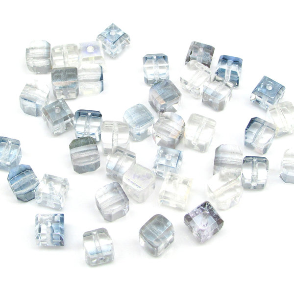 Machine Cut Bead Mix, Preciosa Crystal Faceted Cube Spacers