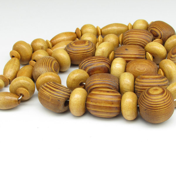 Varnished Wooden Bead Strand