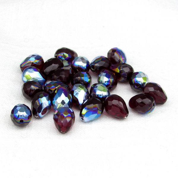 Garnet AB Faceted Teardrop Beads