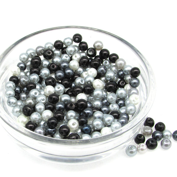 4mm Round Glass Pearls in Assorted Neutral Shades (20g)
