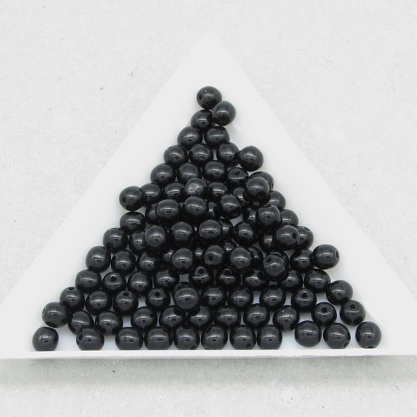 Round Black Beads, 4mm 6mm Czech Pressed Glass Druk Spacers