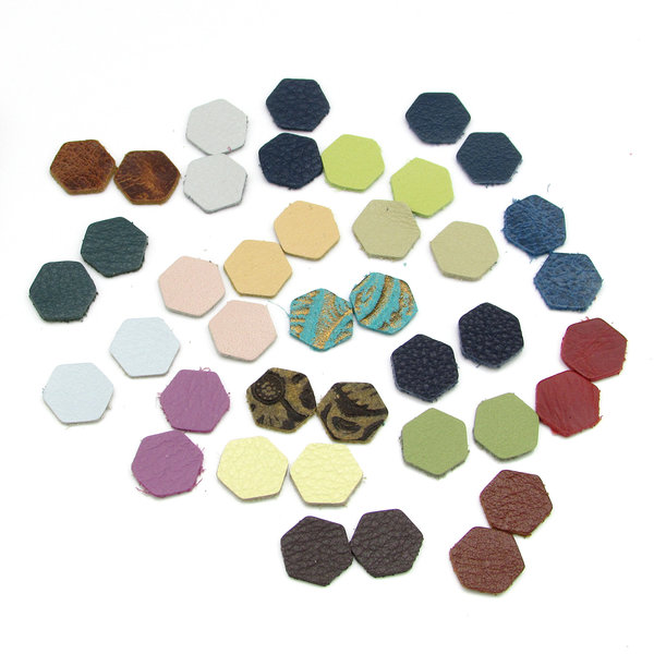 Small Leather Hexagons, 0.5 Inch Die Cuts from Upcycled Scraps