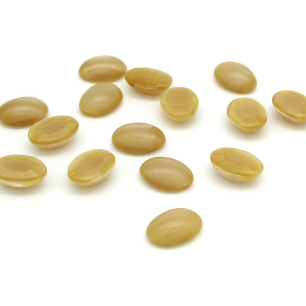 Vintage 14x10.5mm Oval Glass Stones, Opaque Beige Moonglow