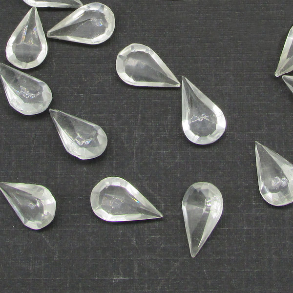 Clear Pear Rhinestones, Vintage 13x7.8mm Unfoiled Teardrop Faceted Point Backs