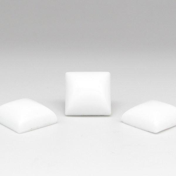 20mm Square Cabochon, Opaque White Vintage Glass Gem