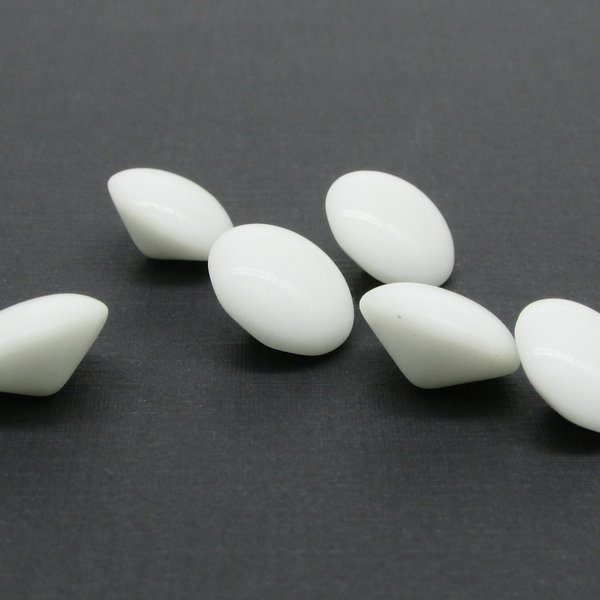 15mm Domed Chatons, Vintage Opaque White Point Back Glass Gems (6)