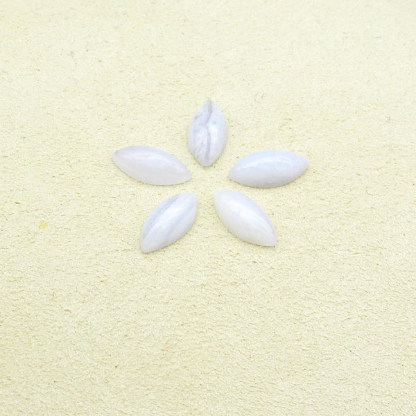 Marquise Cabochons, White Agate 10x5mm (5)