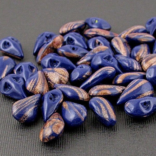13x7.8mm Vintage Lapis Blue Pear Shape Sew On Glass Stones (24)