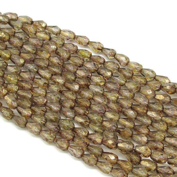 7x5mm Faceted Teardrop Beads, Smoke Topaz Luster