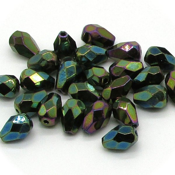 7x5mm Green Iris Teardrops