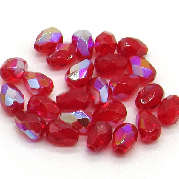 Siam AB 7x5mm Faceted Teardrops