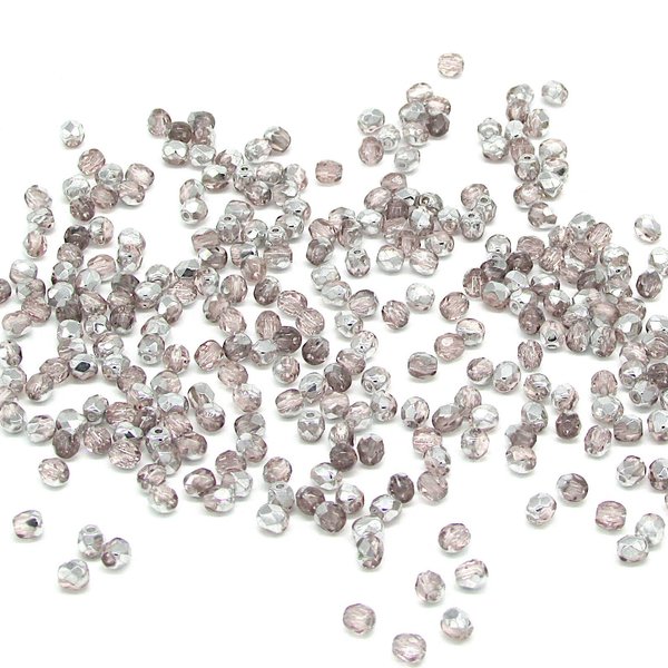 4mm Rose Fire Polished Round Beads