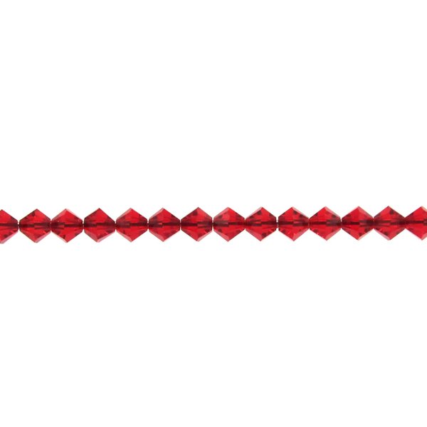Vintage 4mm Faceted Bicones, Light Siam Red Vintage Machine Cut Crystal Beads