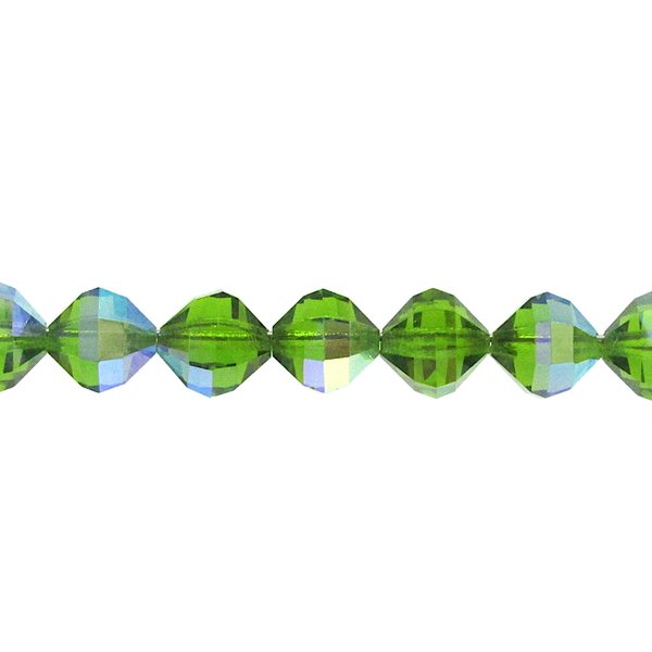 10x10mm Faceted Polygons Beads, Emerald AB Vintage Machine Cut Crystal Octagons (12)