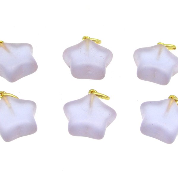 17mm Star Charms, Matte Pressed Glass Pendants