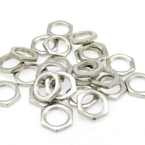 12mm Hex Nuts, Large Hole Hexagon Washer, Silvertone Metal Spacer (24)