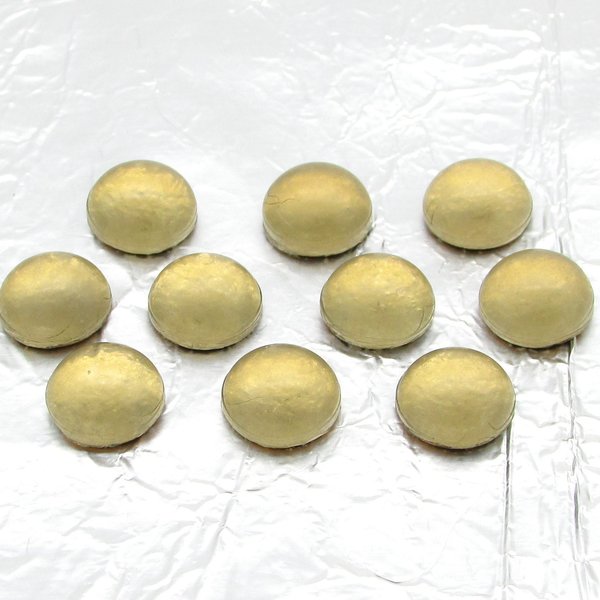 10mm Round Cabochons, Vintage Foiled Light Topaz Glass Flat Back Stones