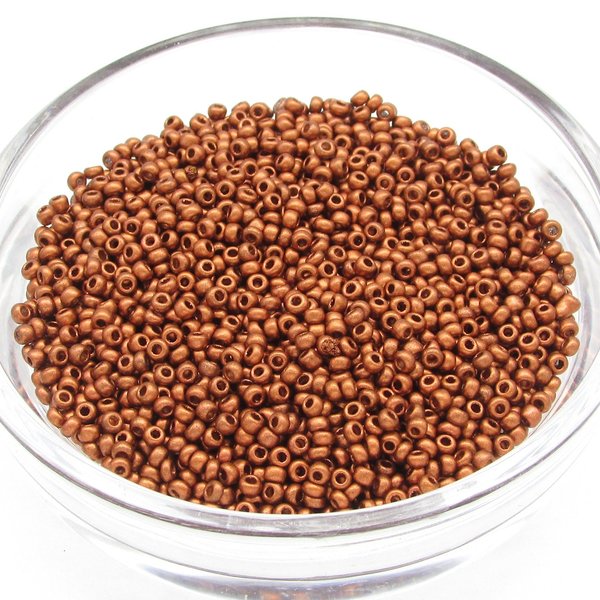 11/0 Seed Beads Matte Copper Metallic Czech Glass