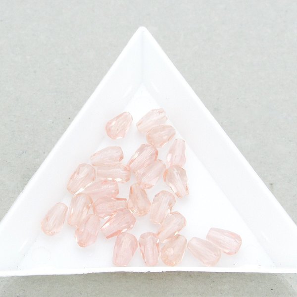 Rosaline 7x5mm Pear Beads, Pale Pink Faceted Teardrops, Czech Fire Polished Glass Droplets