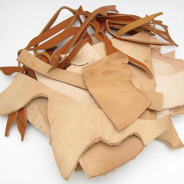 Tooling Leather Scraps, Vegetable Tanned Hide, 3.75 Pounds