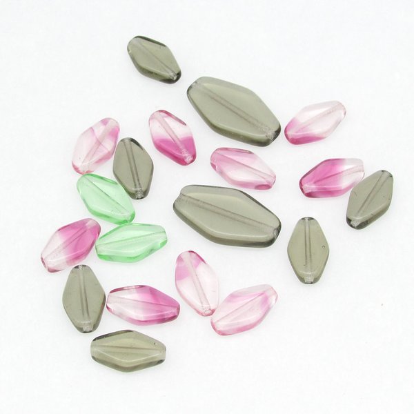 13x8mm Flat Diamond Pressed Glass Beads