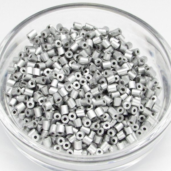 Size 1 Bugle Beads, Matte Aluminum Silver Czech Glass, 2.5mm Tiny Tubes
