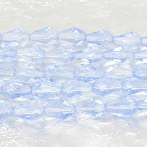 11x6.5mm Faceted Teardrops, Light Sapphire Czech Fire Polished Beads (35)