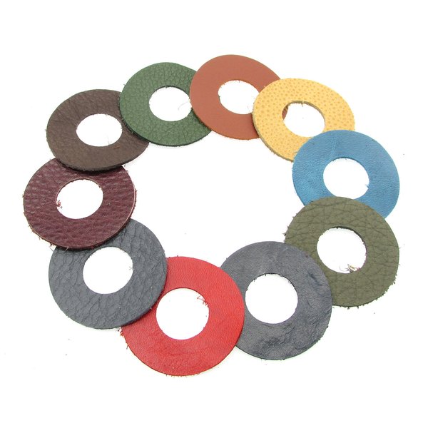 1.75” Donut Pendants, Upcycled Die Cut Leather (10)