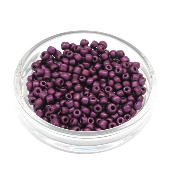 6/0 Seed Beads, 3.5mm Opaque Purple Metallic Suede Mini Rocailles (25g)