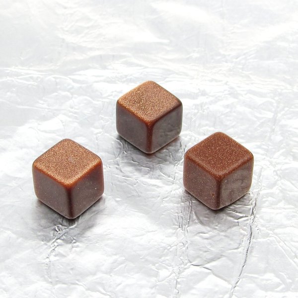 8mm Goldstone Cubes, Vintage Aventurine Glass Cabochons, Undrilled Beads (3)