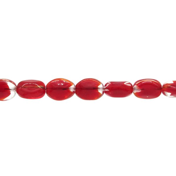 11x8.5mm Pinched Oval Beads with Red Givre