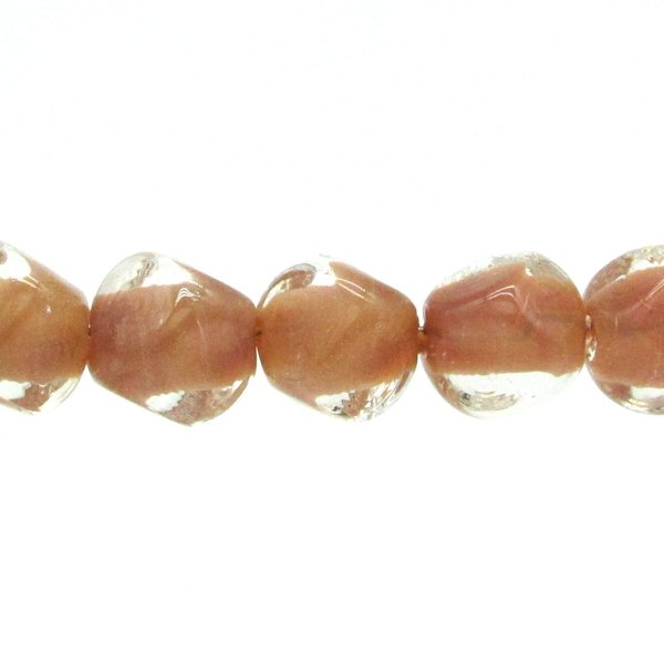 15mm Brown Glass Cube Beads, Vintage Lampwork Nuggets