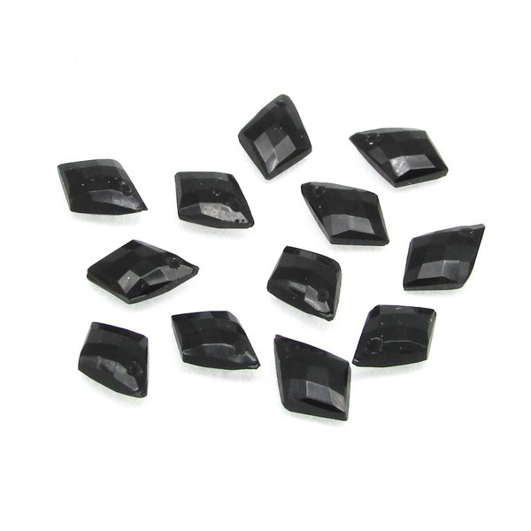 9x7mm Jet Kite Briolettes, Faceted Czech Glass Fire Polished Angular Drop Beads