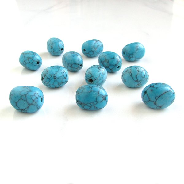 15x12mm Oval Imitation Turquoise Nugget Barrel Beads