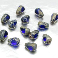 12x8mm Sapphire Picasso Teardrop 3-Cut Beads